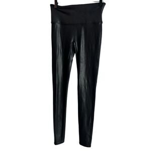 SPANX FAUX LEATHER WOMEN BLACK STRETCHY LEGGINGS FOR WOMEN SIZE MEDIUM